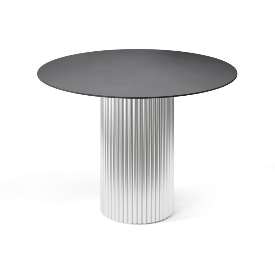 Felis round table in enamel: silver base, graphite tabletop — photo 2