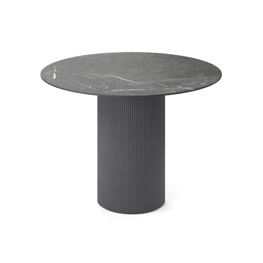 Aliya Round Table, enamel: graphite base, black marble tabletop — photo 2