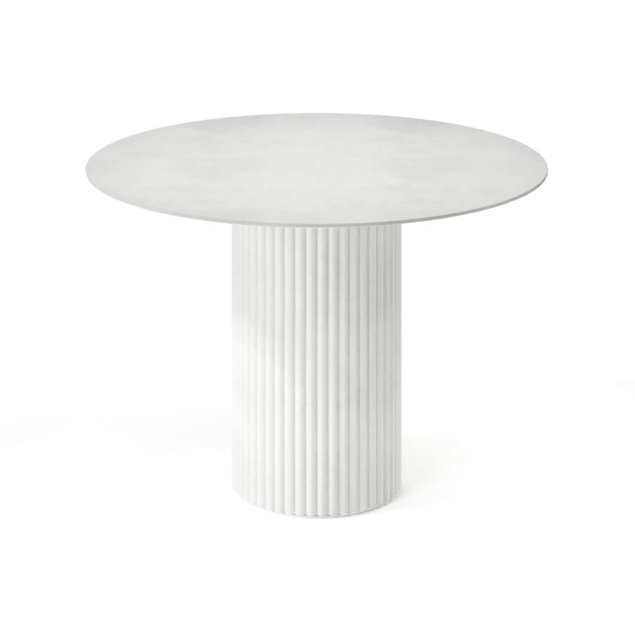 Felis Round Table in Enamel: White Base, Concrete Tabletop — photo 2