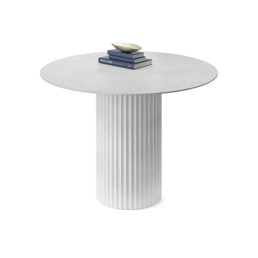 Capella Round Table, enamel: white base, white tabletop