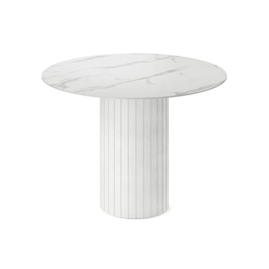 Keyd Round Table, enamel: white base, white marble tabletop — photo 2