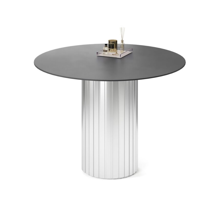 Keyd Round Table, enamel: silver base, graphite tabletop
