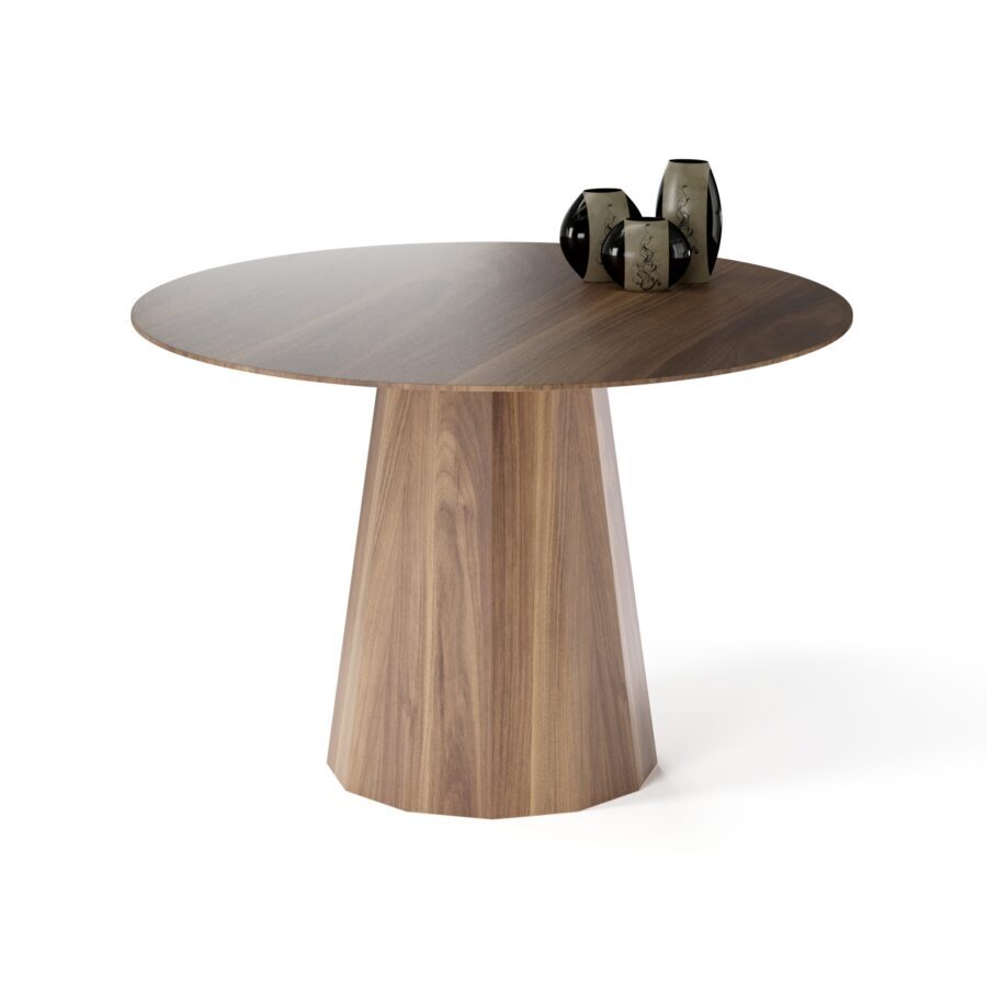 Tarf round table in walnut with walnut tabletop