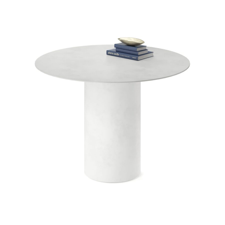Vurren Round Table, enamel: white base, white tabletop