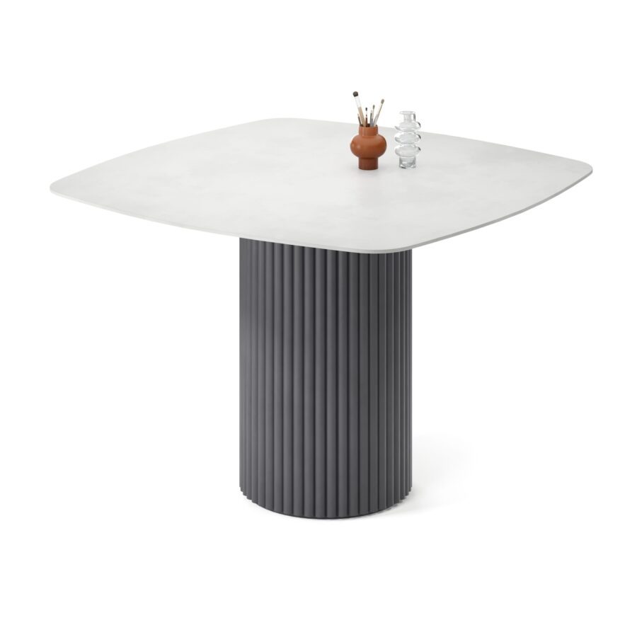 Felis Square Table, enamel: graphite base, concrete tabletop