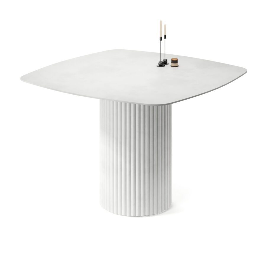 Felis Square Table, enamel: white base, white tabletop