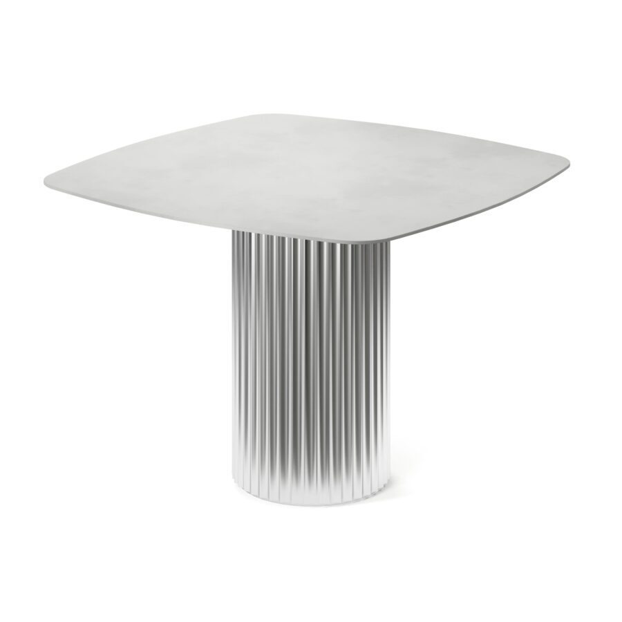 Kapella square table in enamel: silver base, concrete tabletop — photo 2