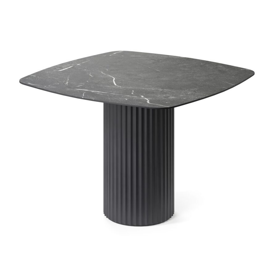 Kapella Square Table, enamel: graphite base, black marble tabletop — photo 2