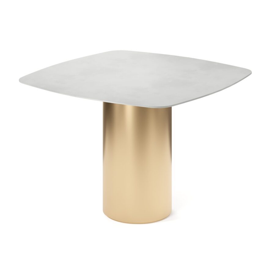 Vurren square table in enamel: gold base, concrete tabletop — photo 2