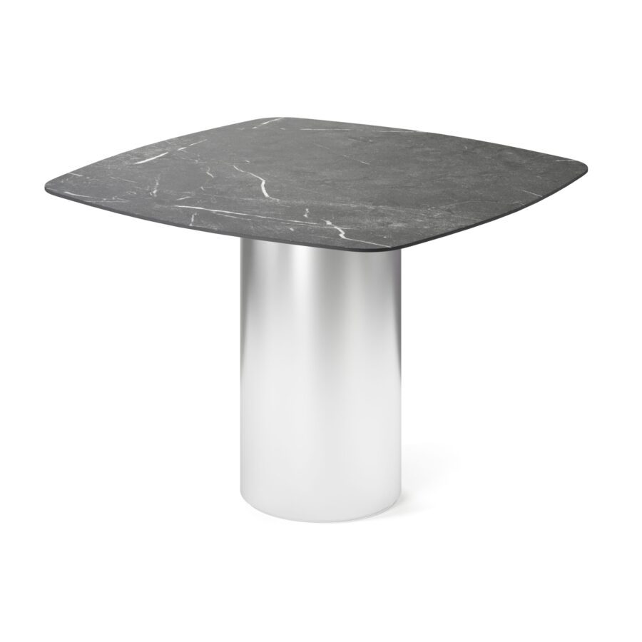 Vurren square table in enamel: silver base, black marble tabletop — photo 2
