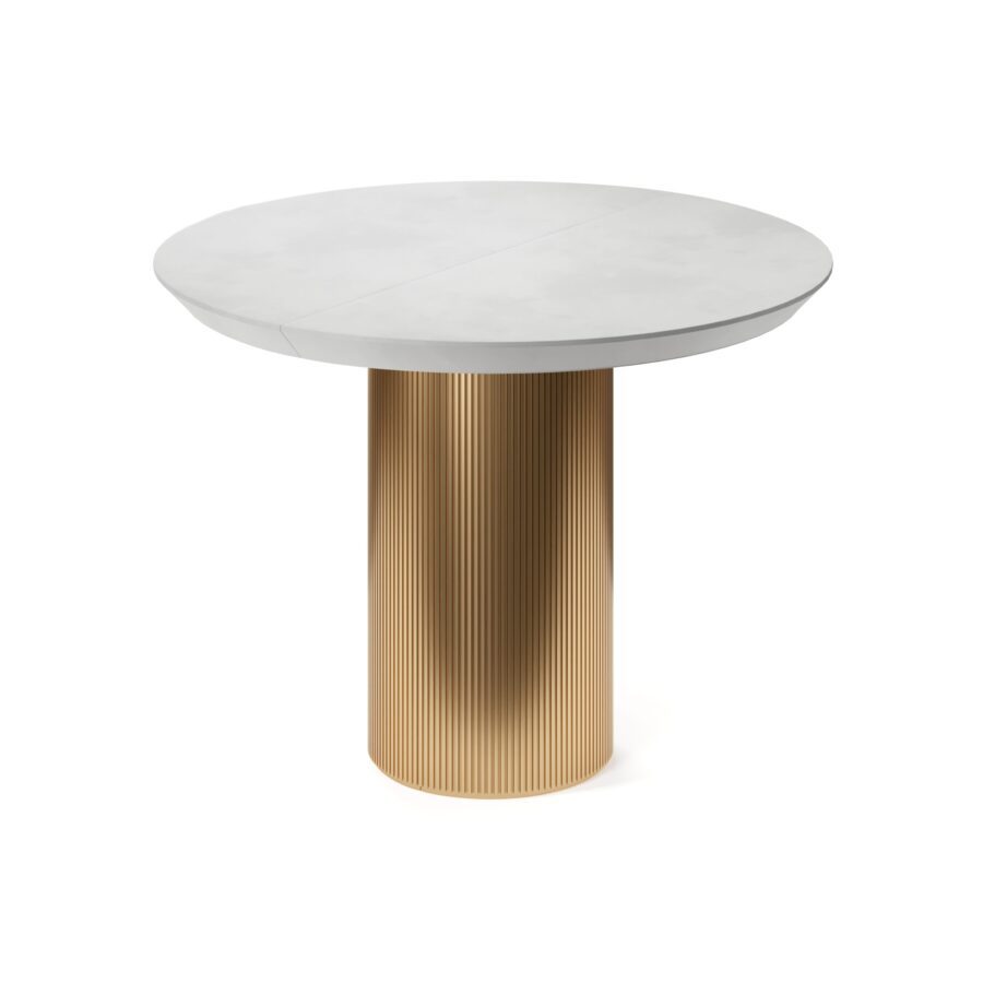 Extending table Adara in enamel: gold base, concrete tabletop — photo 3