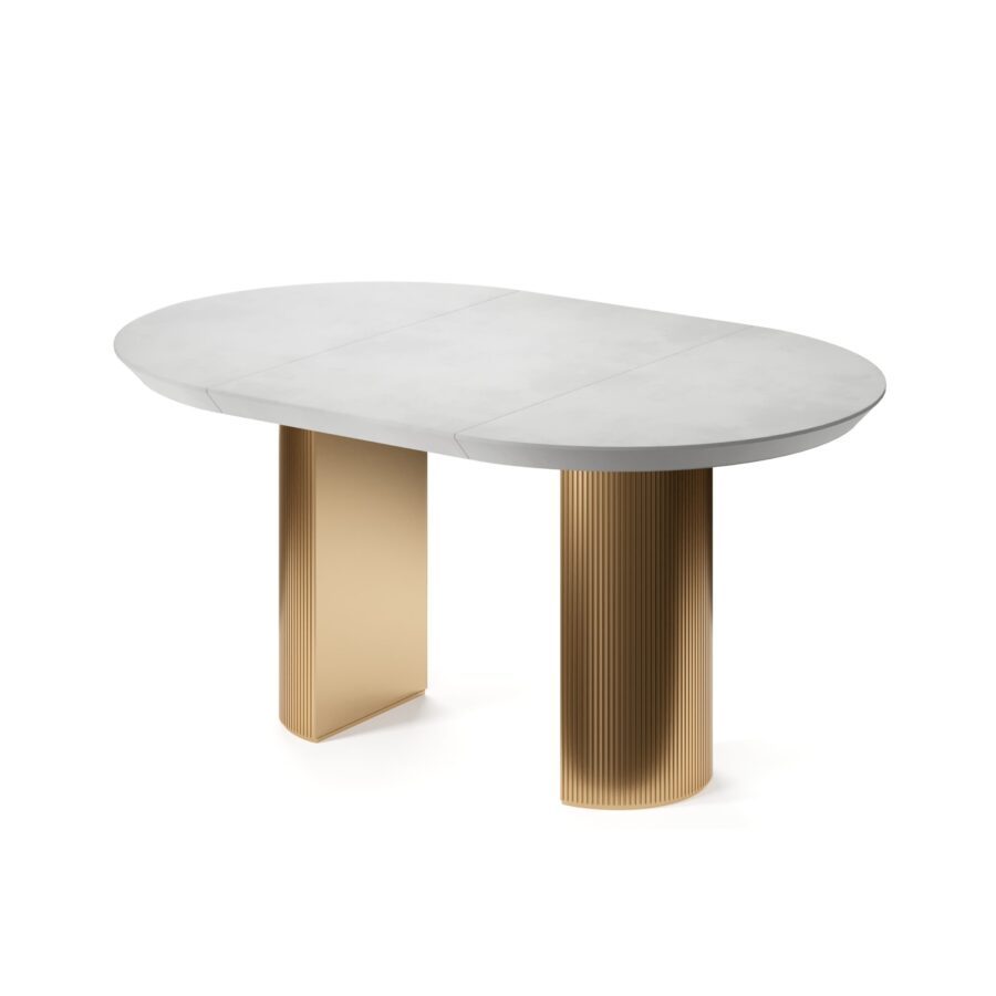 Extending table Adara in enamel: gold base, concrete tabletop — photo 4