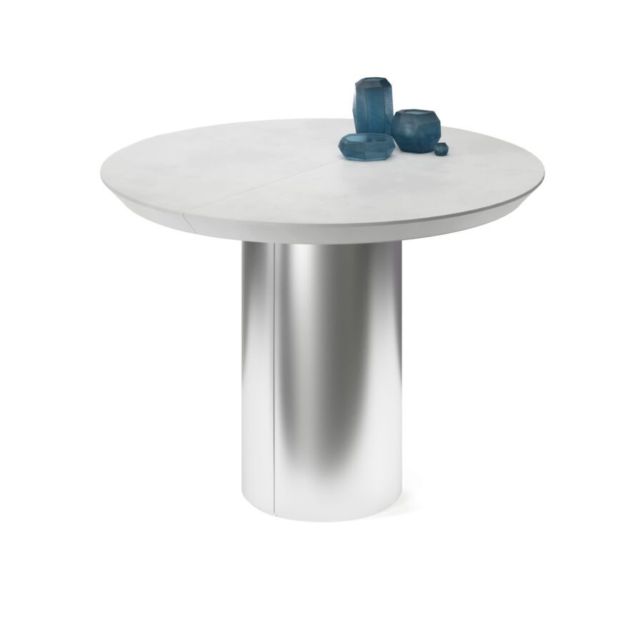 Extending table Anser in enamel: silver base, concrete tabletop