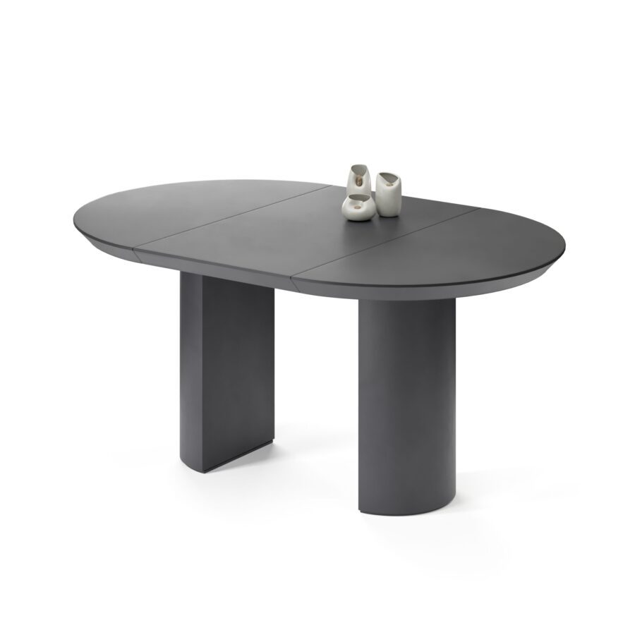 Extending table Anser in enamel: graphite base, graphite tabletop — photo 2