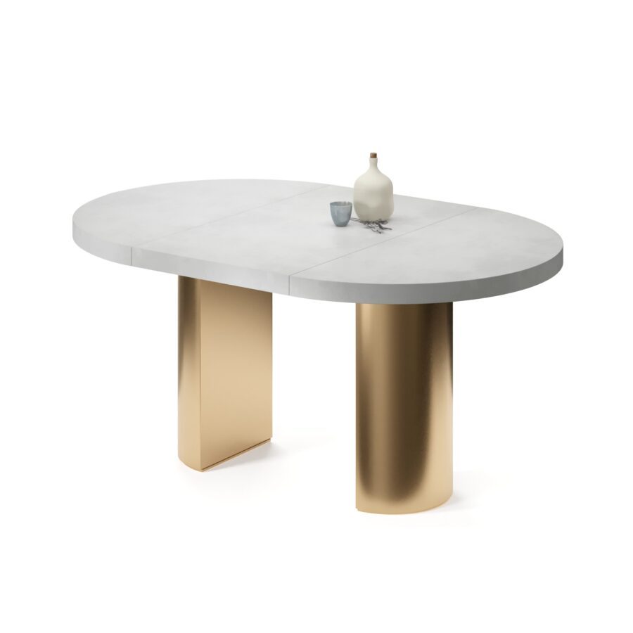 Avior extendable table in enamel: gold base, concrete tabletop — photo 2