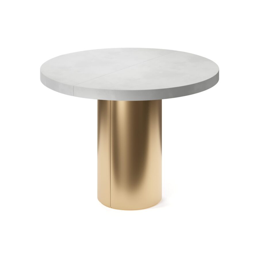 Avior extendable table in enamel: gold base, concrete tabletop — photo 3