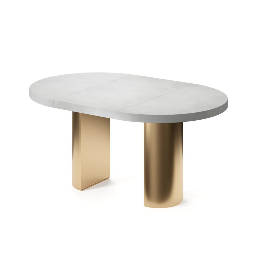 Avior extendable table in enamel: gold base, concrete tabletop — photo 4