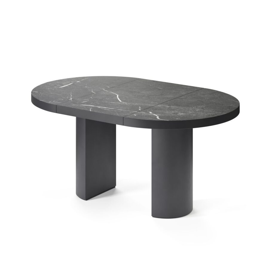 Avior extendable table in enamel: graphite base, black marble tabletop — photo 4