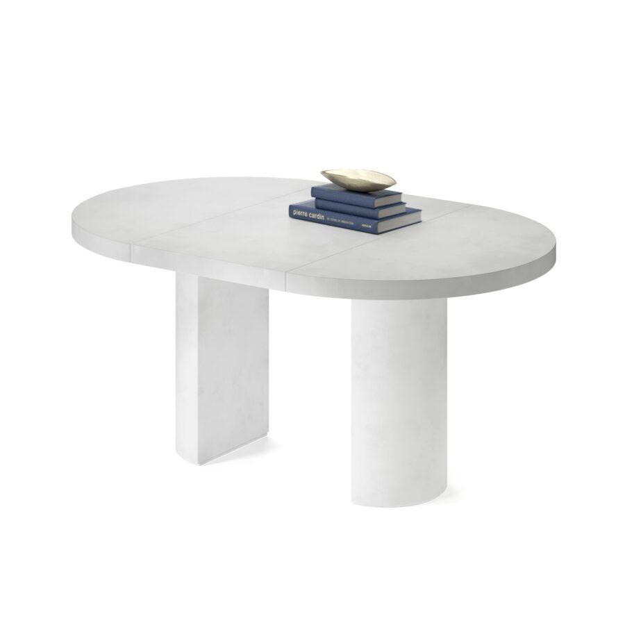 Avior extendable table in enamel: white base, concrete tabletop — photo 2