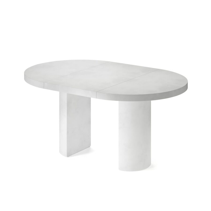 Avior extendable table in enamel: white base, concrete tabletop — photo 4