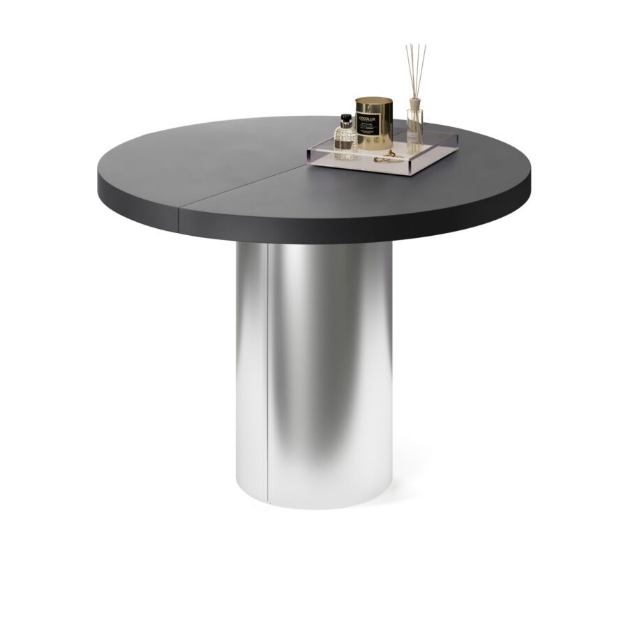 Extending table Avior in enamel: silver base, graphite tabletop