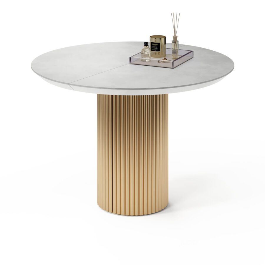 Extending table Botein in enamel: gold base, concrete tabletop
