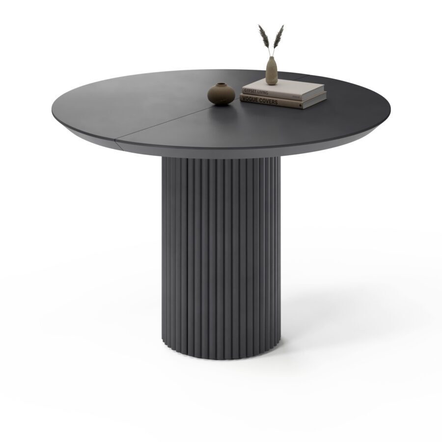 Extending table Botein in enamel: graphite base, graphite tabletop