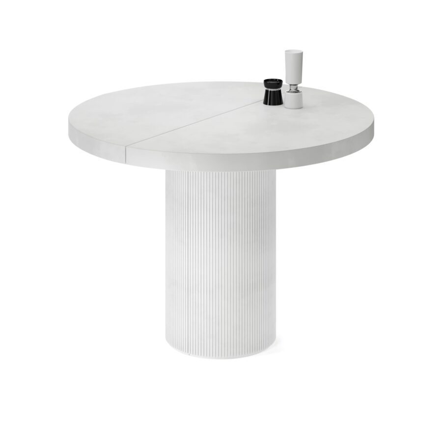 Extending table Bunda in enamel: white base, concrete tabletop
