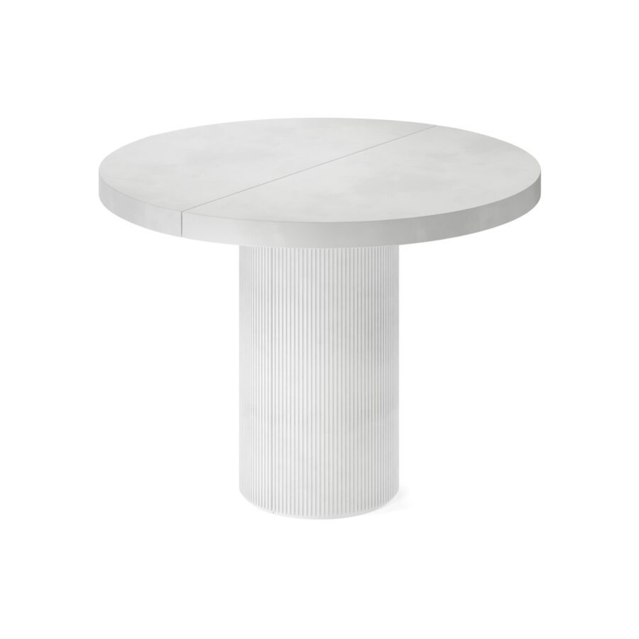 Extending table Bunda in enamel: white base, concrete tabletop — photo 3