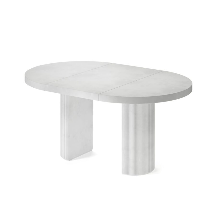 Extending table Bunda in enamel: white base, concrete tabletop — photo 4