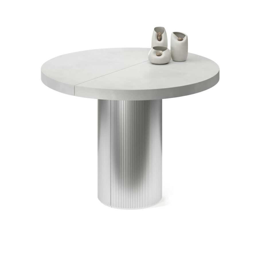 Extending table Bunda in enamel: silver base, concrete tabletop
