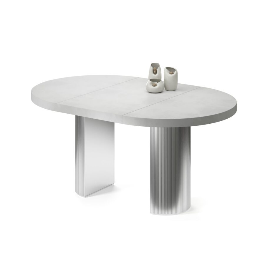Extending table Bunda in enamel: silver base, concrete tabletop — photo 2