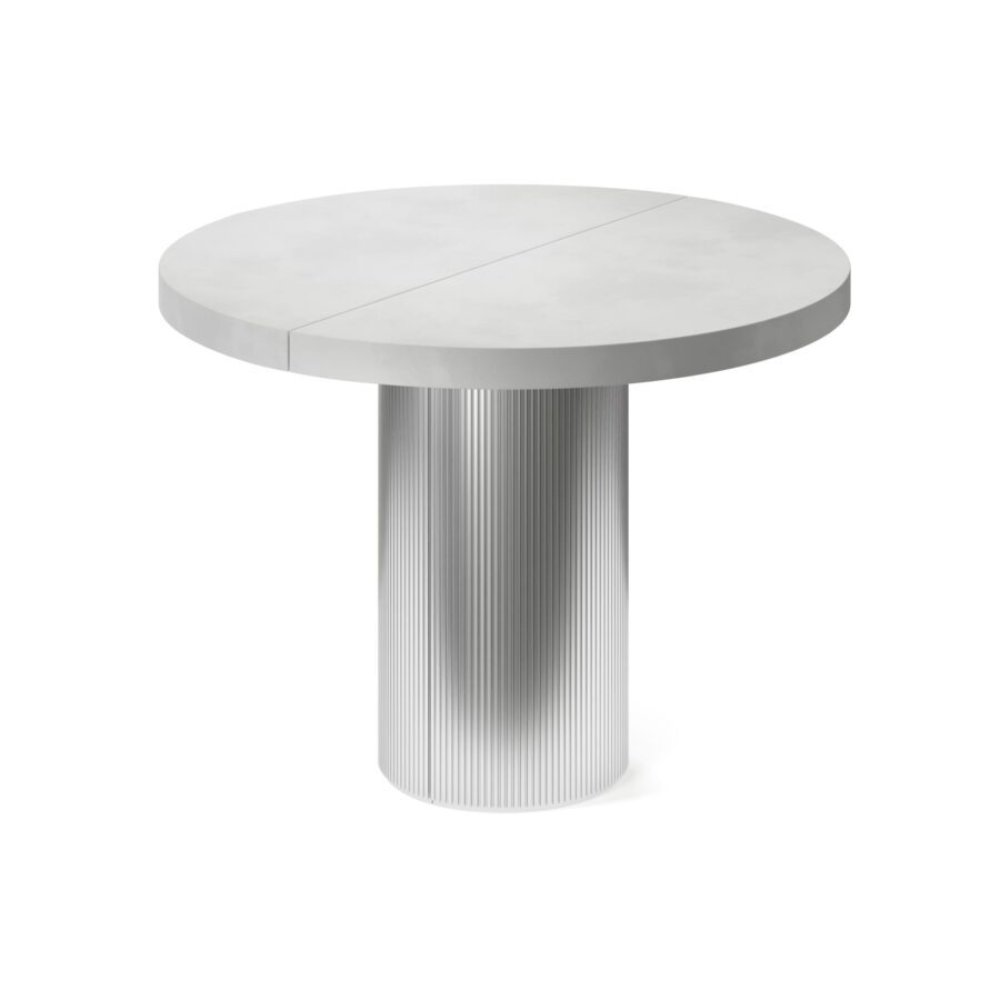 Extending table Bunda in enamel: silver base, concrete tabletop — photo 3