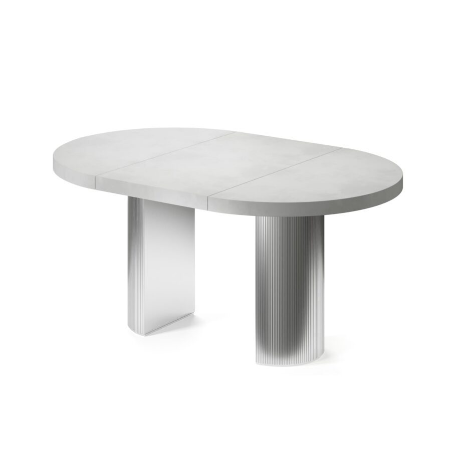 Extending table Bunda in enamel: silver base, concrete tabletop — photo 4