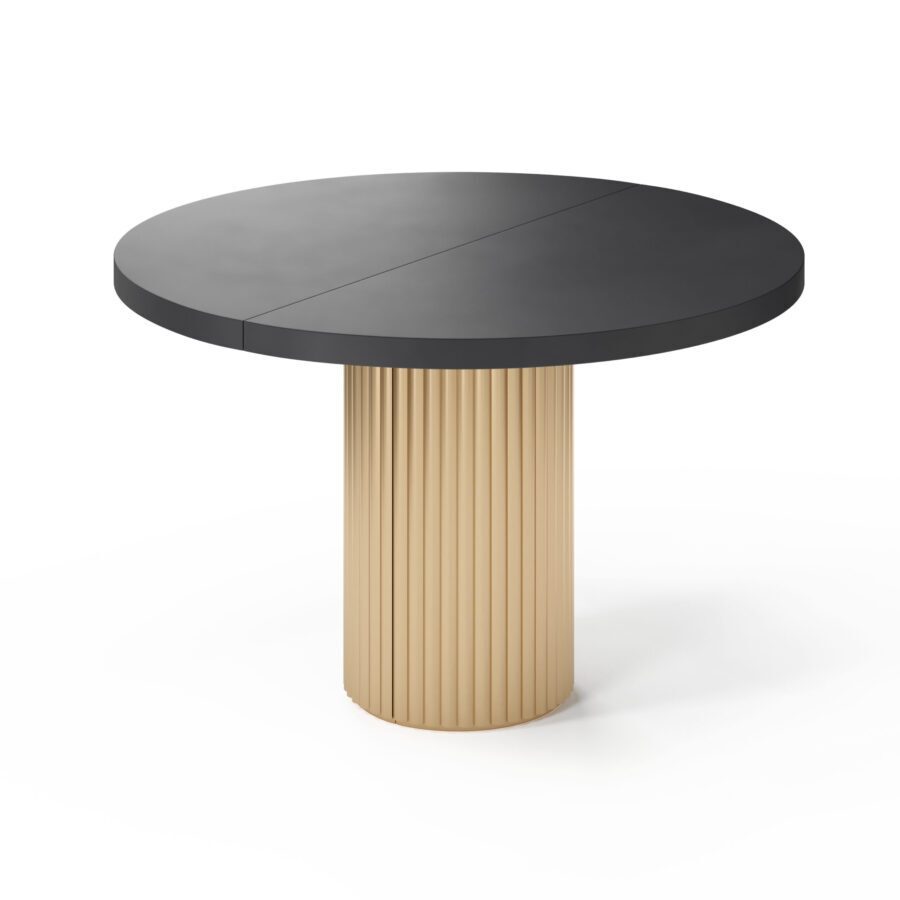 Dalim Extendable Table in Enamel: gold base, black tabletop — photo 3