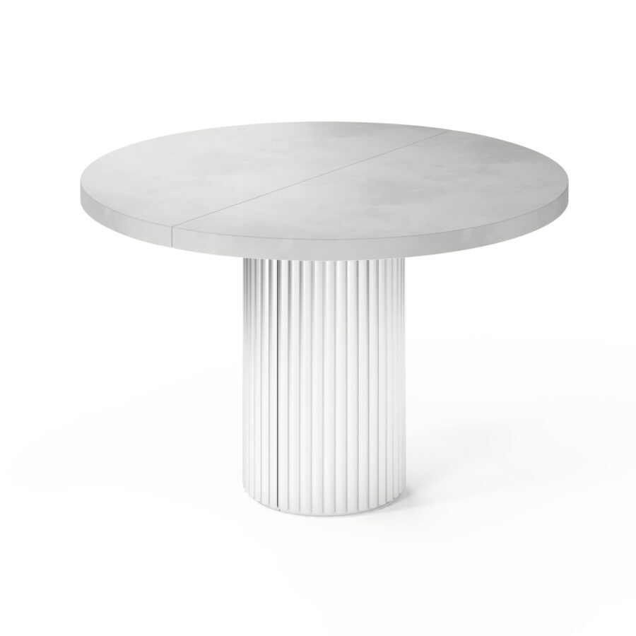 Dalim Extendable Table in Enamel: white base, concrete tabletop — photo 3