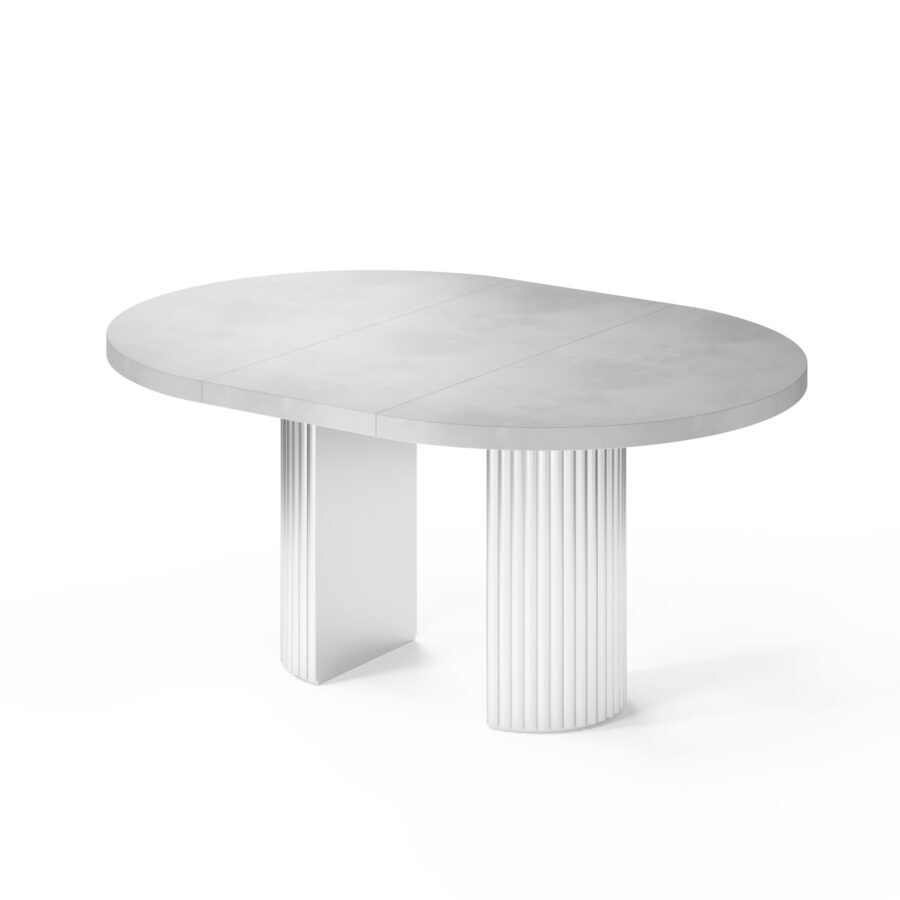 Dalim Extendable Table in Enamel: white base, concrete tabletop — photo 4