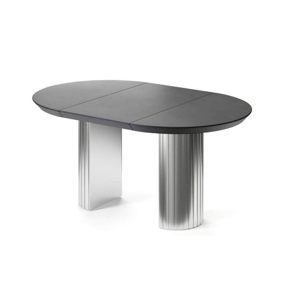 Dors Extendable Table in Enamel: silver base, graphite tabletop — photo 4