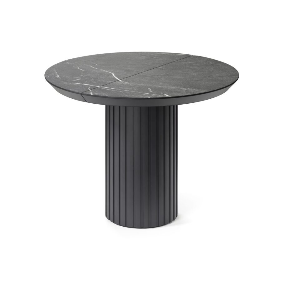 Dors Extendable Table in Enamel: graphite base, black marble tabletop — photo 3