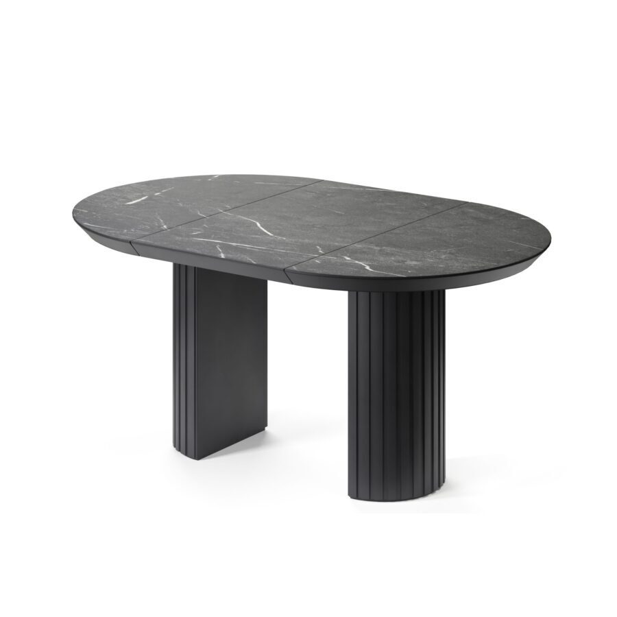 Dors Extendable Table in Enamel: graphite base, black marble tabletop — photo 4