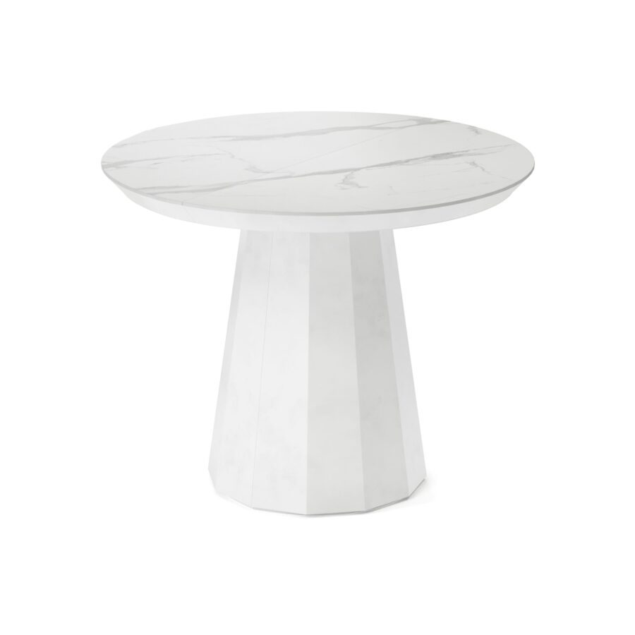 Favaris extendable table in enamel: white base, white marble tabletop — photo 3