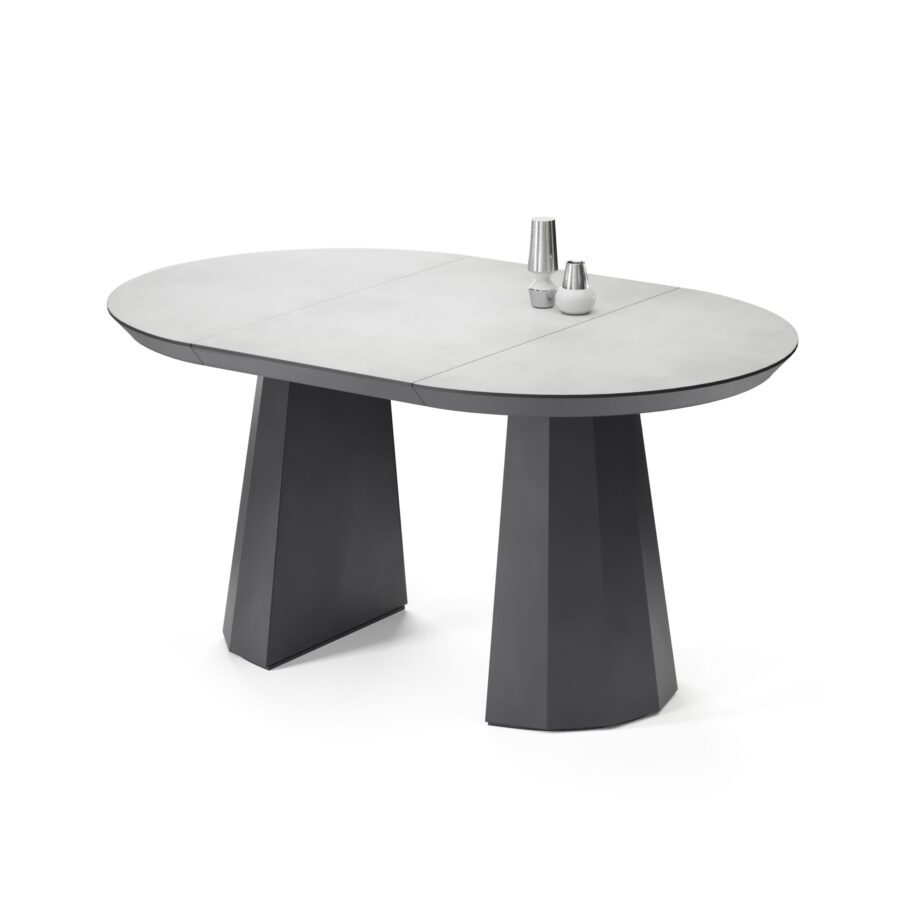 Favaris extendable table in enamel: graphite base, concrete tabletop — photo 2