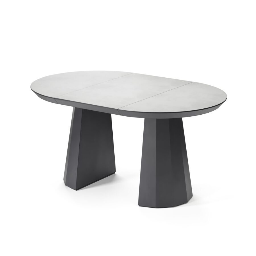 Favaris extendable table in enamel: graphite base, concrete tabletop — photo 4