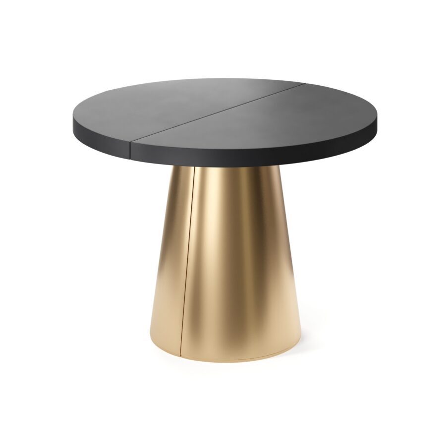 Kastra Extendable Table in Enamel: gold base, black tabletop — photo 3