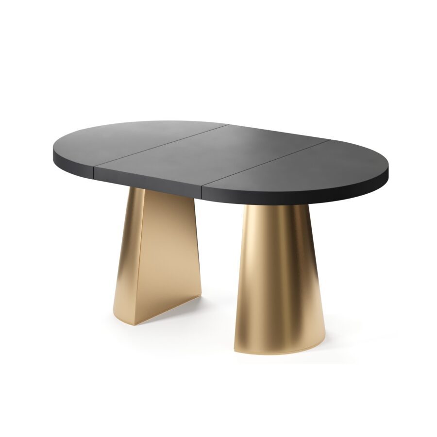 Kastra Extendable Table in Enamel: gold base, black tabletop — photo 4