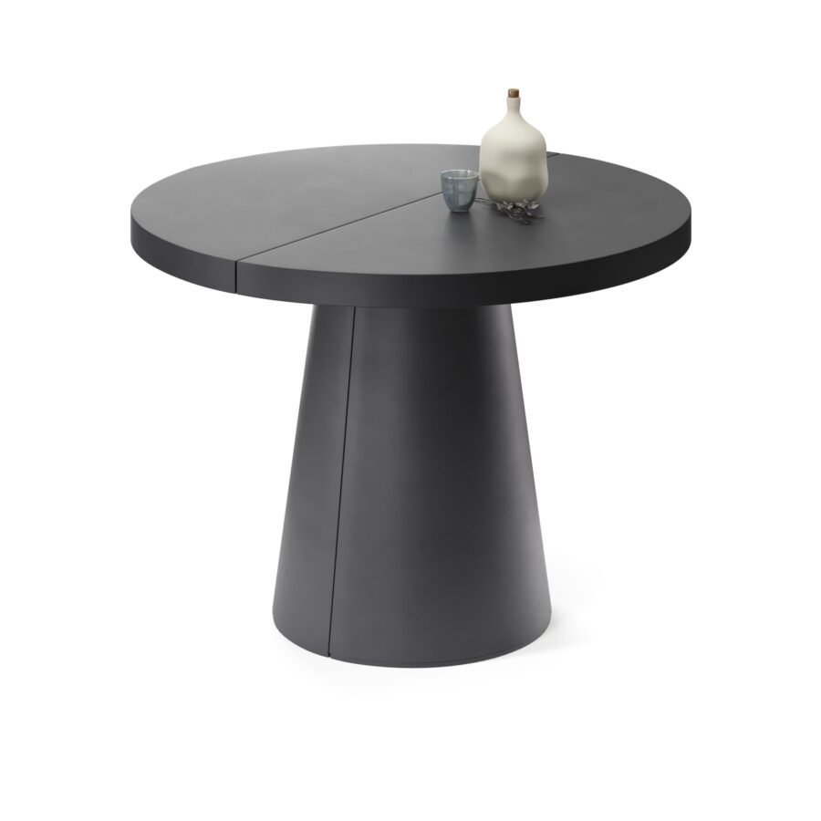 Kastra Extendable Table in Enamel: graphite base, graphite tabletop