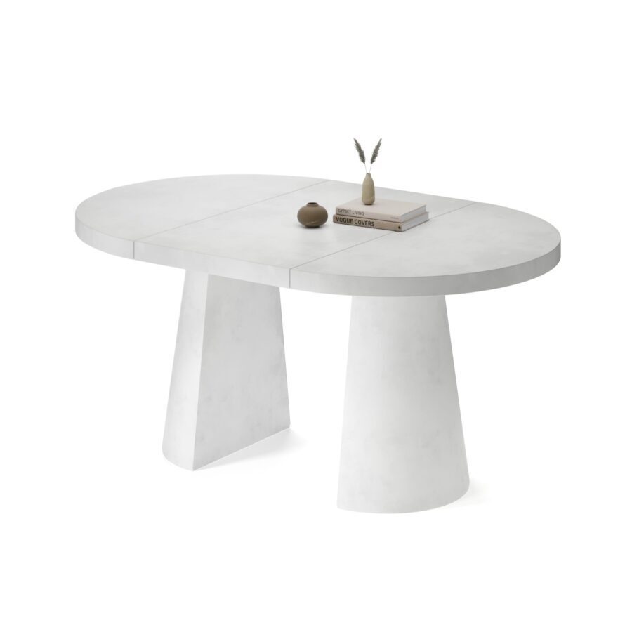 Kastra Extendable Table in Enamel: white base, white tabletop — photo 2