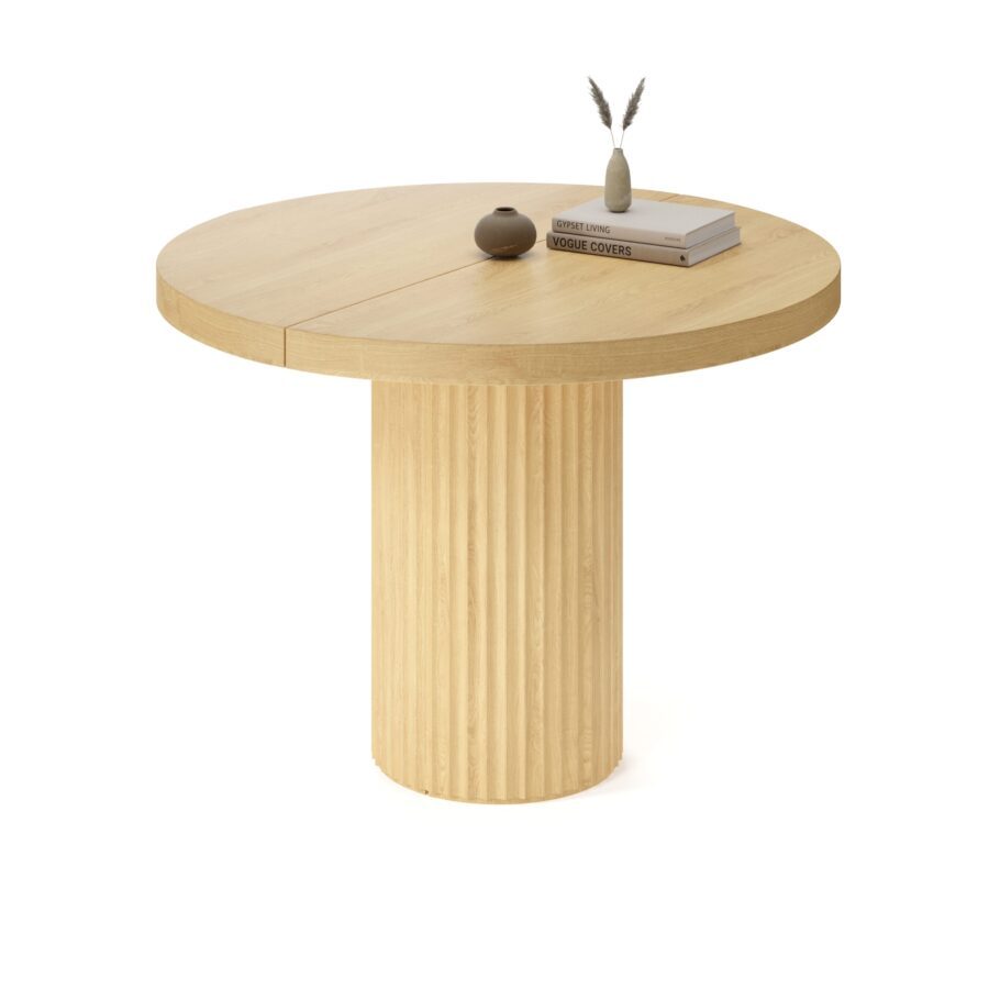 Meyssa Extendable Table in Knotless Oak, Diameter 120 cm