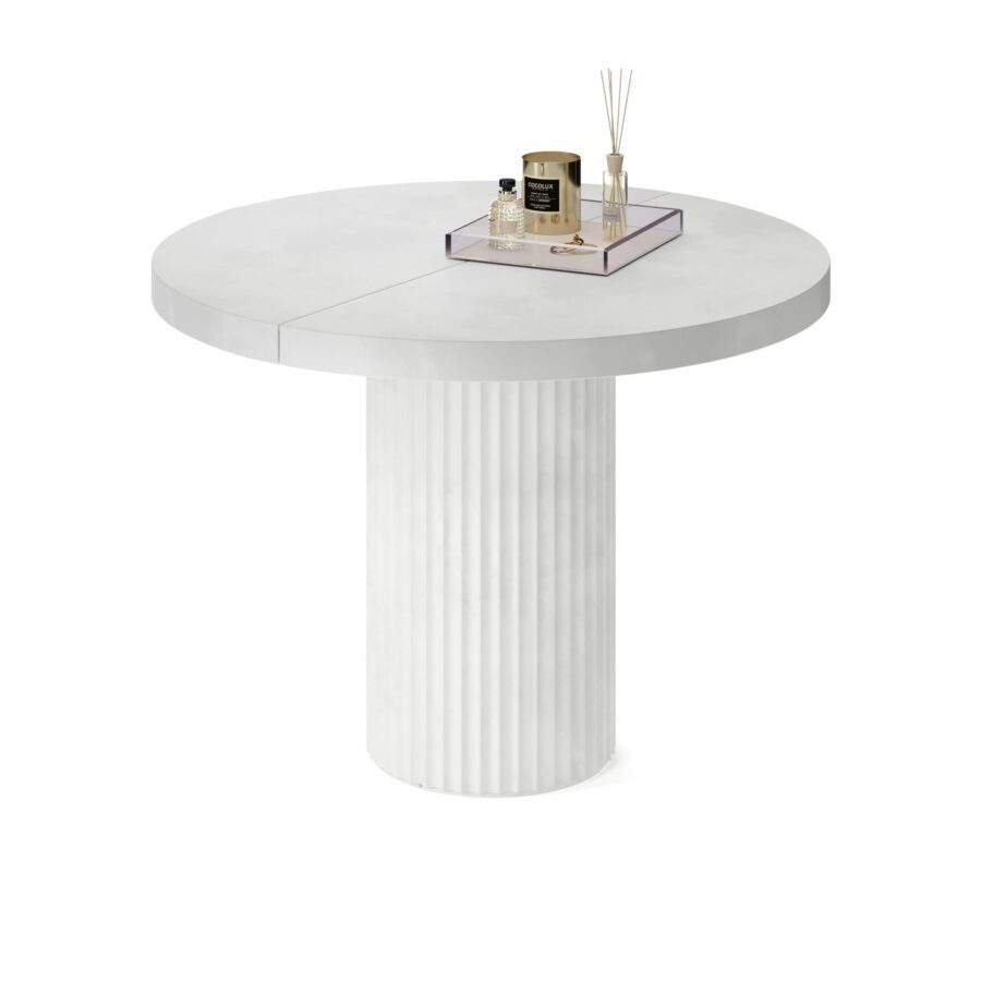 Meyssa Extendable Table in Enamel: White Base, White Tabletop