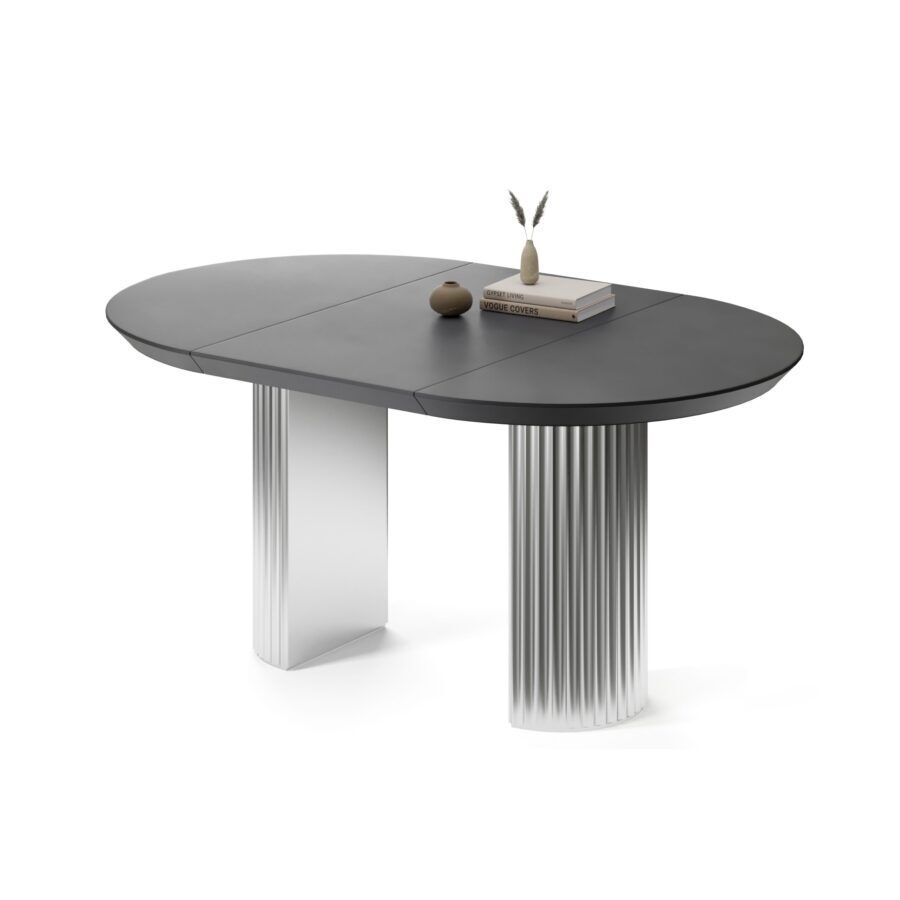 Navi Extendable Table in Enamel: Silver Base, Graphite Tabletop — photo 2